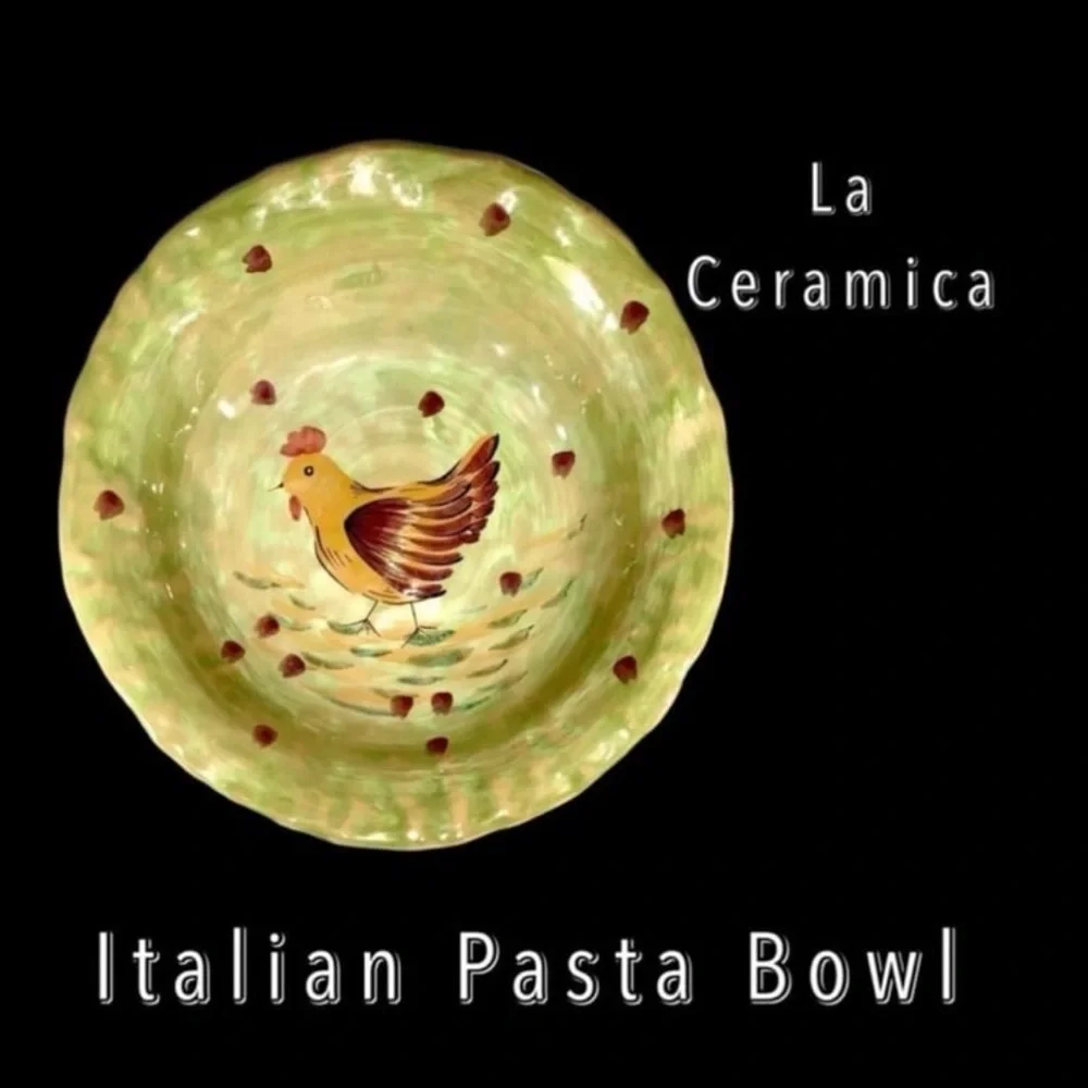 Vintage Italian Ceramic Pasta Bowl – Rooster Pattern – Farmhouse Style